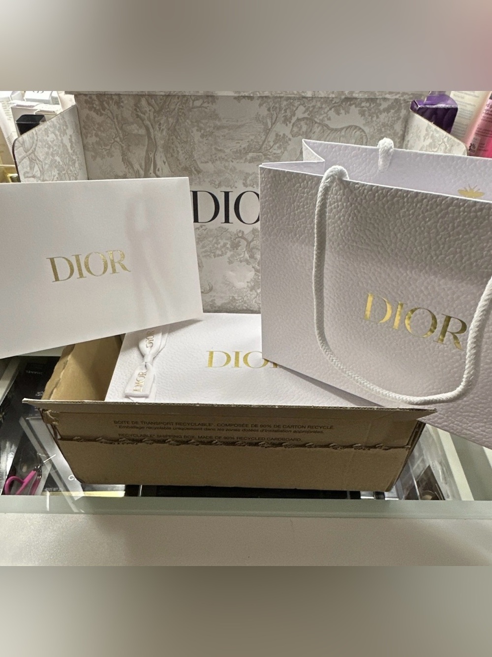 NEWDior Couture GiftBox w white Ribbon~(9x5x3)Bag,Card,rev parcel,sealed logo